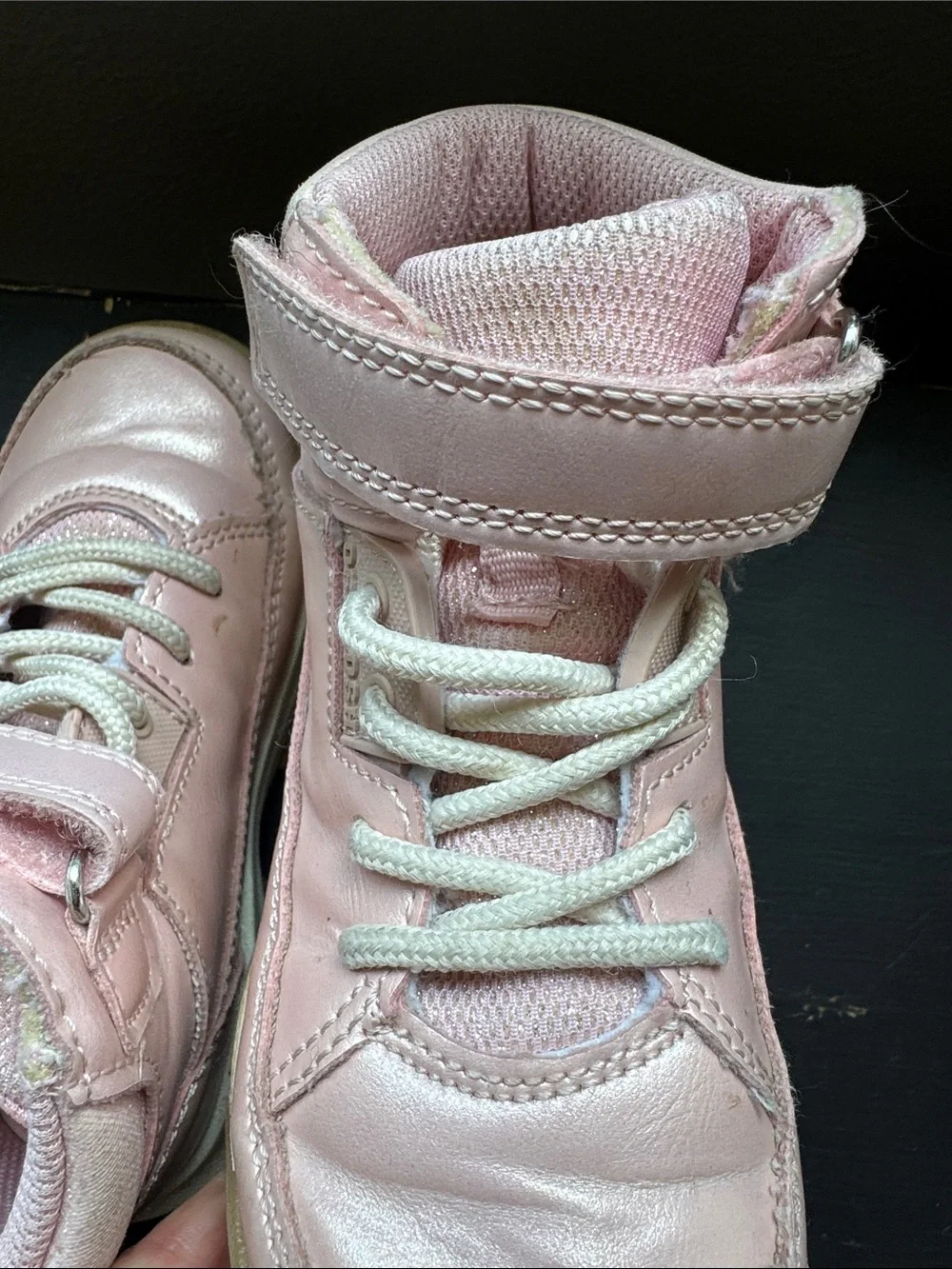 OshKosh B'gosh pink metallic hiker lace up boots  with Velcro strap size 10 kids